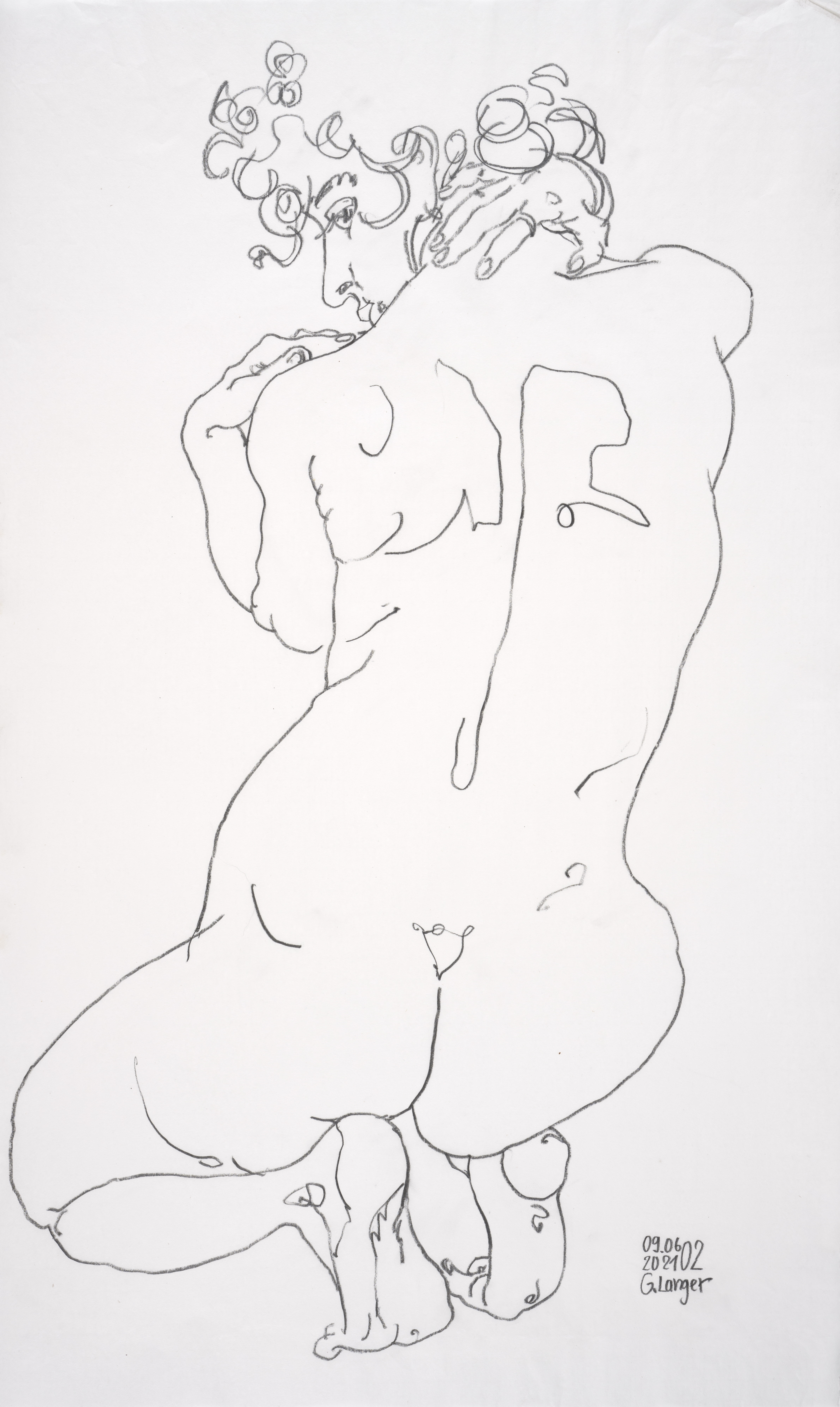 Gunter Langer, 2021, Zeichnung, Chinapapier, 97 x 59 cm